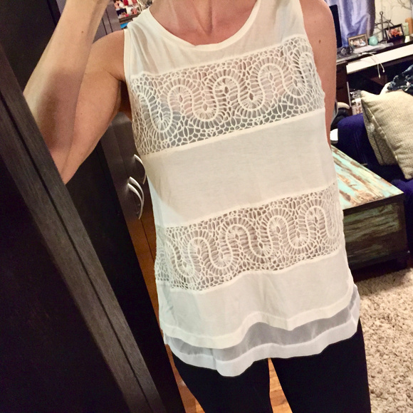 White sheer J Crew top, 2 layers. S - Picture 2 of 3